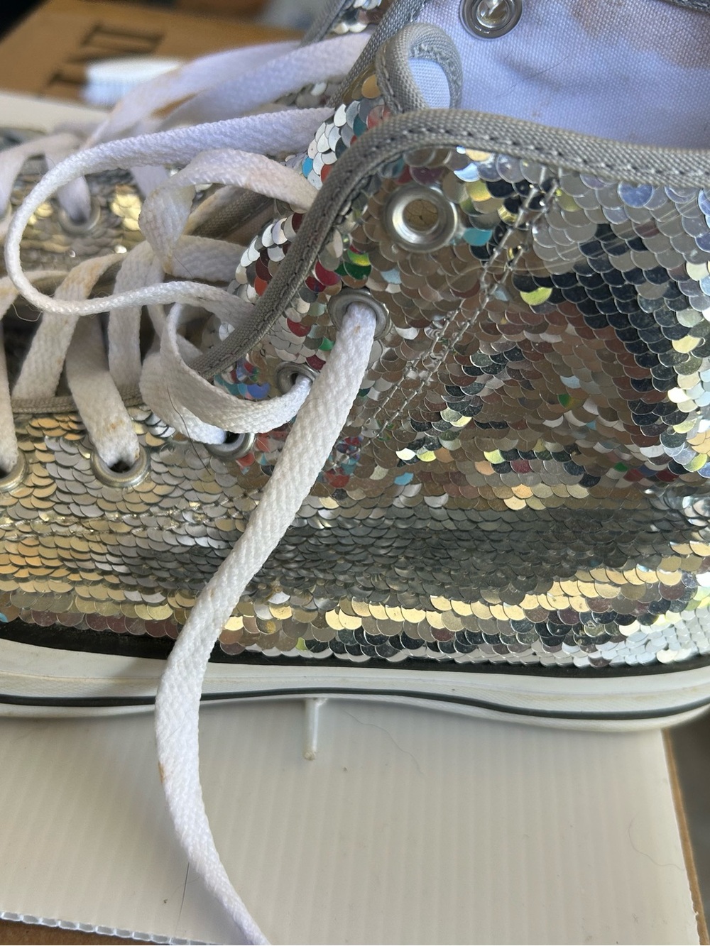 Converse Silver Sequin High-Top Sneakers